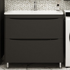 Style Line Мебель для ванной Бергамо Мини 90 Люкс антискрейтч Plus черная – фотография-4